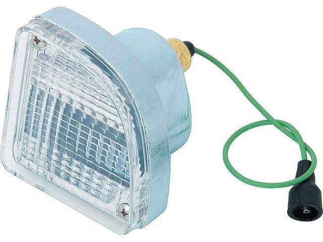 Back Up Light Assembly, RH, Includes housing, lens, pre-wired socket pigtail and lens gasket, reproduction