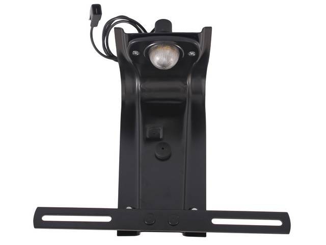Rear License Plate Light Assembly, incl black painted plate bracket, reproduciton