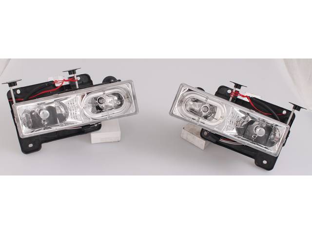 HEAD LIGHT ASSY SET, SAE Crystal Clear Halo Rim, composite