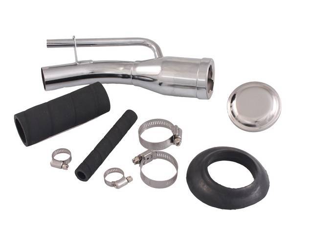 FILLER KIT, Fuel Tank, w/ chrome filler tube, includes filler neck, filler hoses, filler hose clamps, fuel neck grommet and stainless steel fuel cap, repro