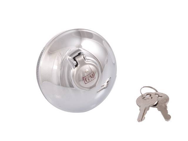 "GM" Locking Gas Cap, polished finish with embossed "GM" cover