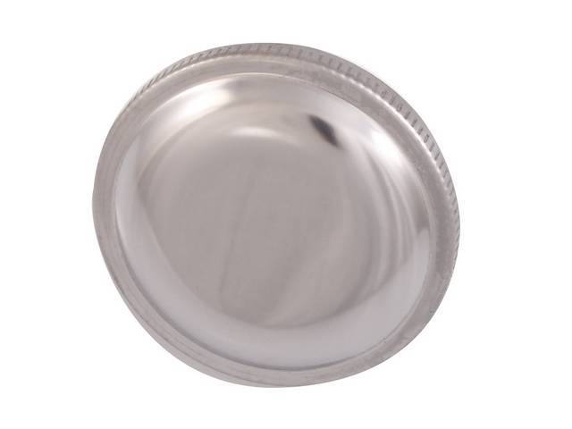 Vented Non-Locking Gas Cap, polished stainless steel, reproduction