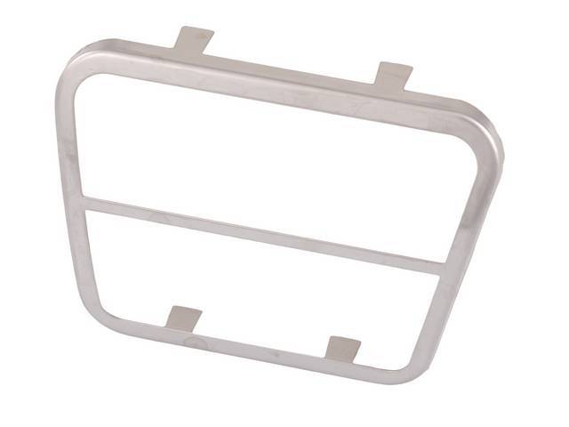 Brake Pedal Pad / Clutch Pedal Pad Trim, Polished Stainless Steel, use w/ deluxe pedal pad, better reproduction