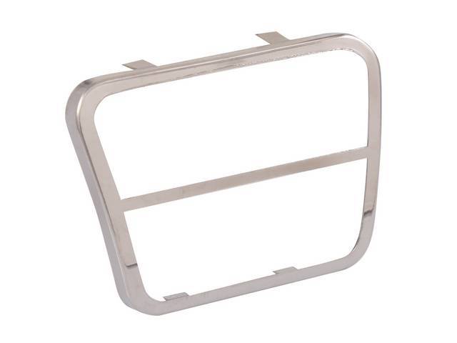 TRIM, Brake Pedal Pad / Clutch Pedal Pad, stainless steel, use w/ deluxe pedal pad, good repro