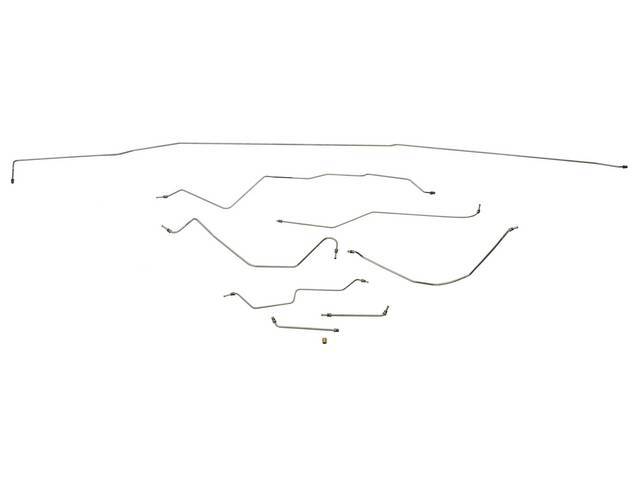 BRAKE LINE SET, Complete, carbon steel (OE style), incl front, front to rear line and rear axle lines, repro