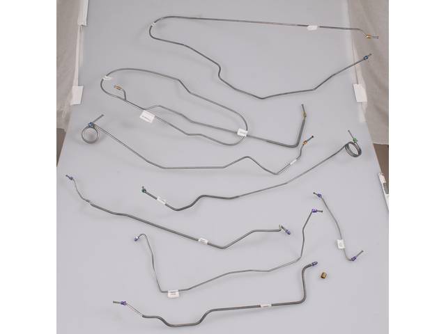 Brake Line Set, Complete, carbon steel (OE style), incl front, front to rear line and rear axle lines, reproduction