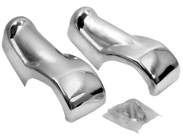 Bumper Guard Set, Front, RH and LH, chrome finish, reproduction for (55-59)