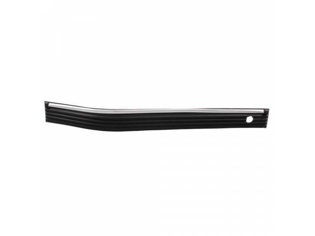 Front Bumper Impact Strip, RH, Black injection molded plastic w/ Chrome Strip, 2-Piece design, reproduction