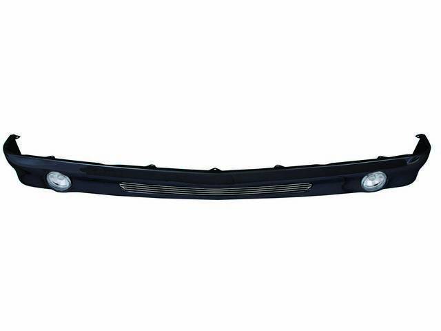 Front Valance Panel, w/ fog lights and insert, black, custom