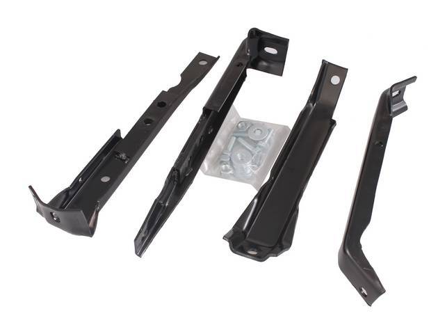 Rear Bumper Bracket Set, 4-piece bracket set w/ frame hardware, reproduction