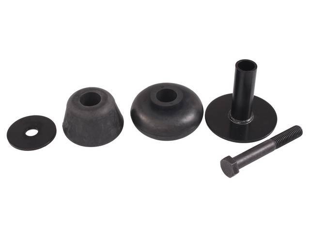 Radiator Support Mount Kit, Consists of upper and lower rubber bushings w/ hardware, reproduction