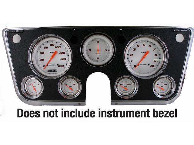 Classic Instruments Gauge Kit, Velocity White Series, gauge has orange pointer w/ black markings on a white face