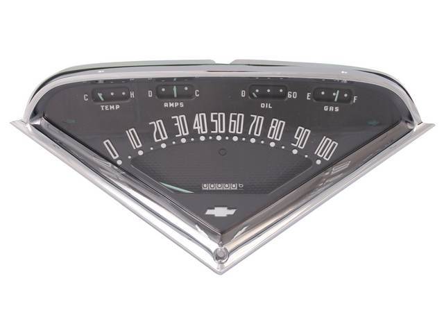 Complete Dash Bezel and Gauge Kit, w/ electric temperature gauge, repro