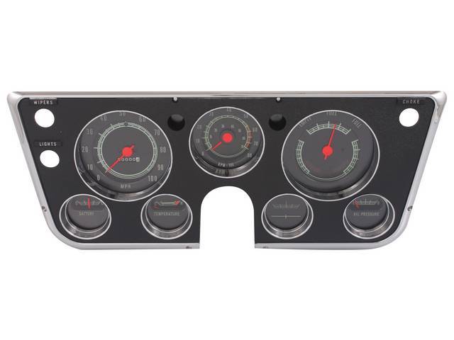 Complete Dash Bezel and Gauge Kit, w/ 8000 rpm tachometer, w/o vacuum gauge, repro