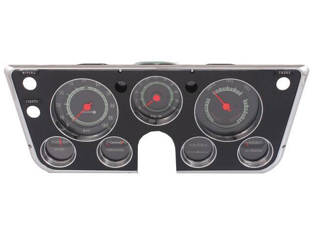 Complete Dash Bezel and Gauge Kit, w/ 5000 rpm tachometer, w/o vacuum gauge, repro