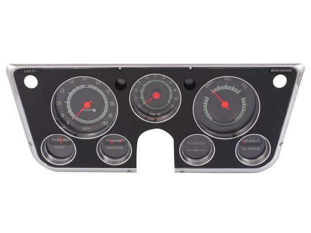 Complete Dash Bezel and Gauge Kit, w/ 5000 rpm tachometer, w/o vacuum gauge, reproduction