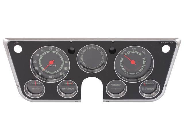 Complete Dash Bezel and Gauge Kit, w/o tachometer or vacuum gauge, reproduction