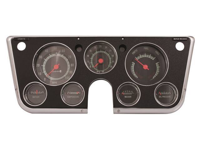 Complete Dash Bezel and Gauge Kit, w/ 5000 rpm tachometer and vacuum gauge, reproduction