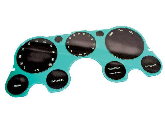 Instrument Cluster Lens, 7 dial layout (w/ gauges, w/ tachometer), reproduction