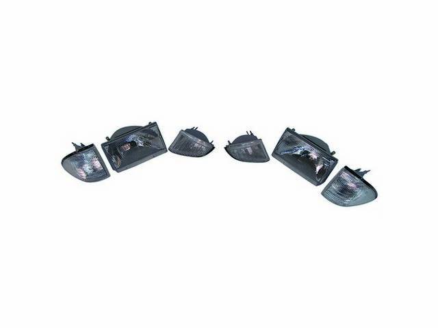 Head Light Kit, Clear Style, Incl (2) Head Lights, (2) Parking Lights, (2) Clear Front Marker Lights, Does Not Incl Headlight Seals Or Mounting Brackets, Must Reuse Originals, Repro