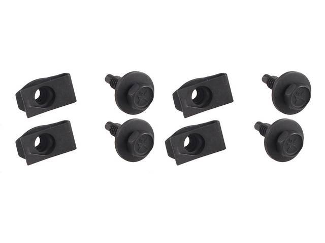 Mounting Kit, Fender Brace, Mounts To Apron And Radiator Support, Incl (4) Mounting Bolts And (4) Mounting Clips, One Kit Does Both Side