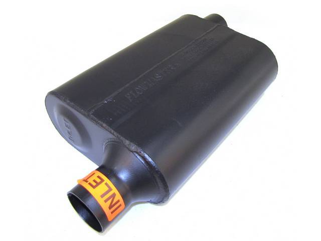 Muffler, Flowmaster, Super 44 Series, Aluminized Offset Design, W/ 2 1/4 Inch Inlet And Outlet, Designed For Aggressive Tone Levels