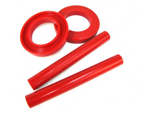 Insulators, Front Coil Springs, Prothane, Red, Incl Upper And Lower Insulators