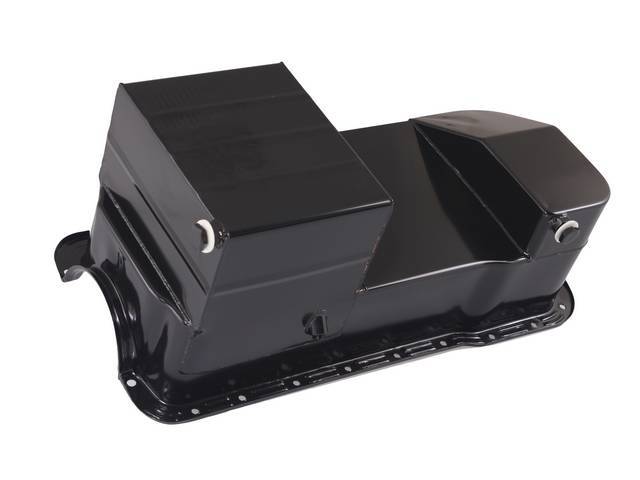 Oil Pan, Black Painted, Drag Racing Style, 7 Quart Dual Sump Design, Incl Dual Drain Plugs, Must Use M-6622-13zr Oil Pump Pickup