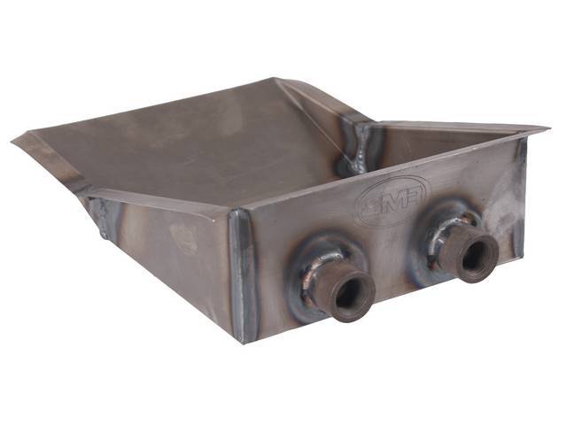 Sump, Fuel Tank, Incl (2) 1/2 Inch Outlet Fitting Welded In, Designed To Fit Oem Style Fox Mustang Gas Tanks, Used With High Flow Fuel Systems