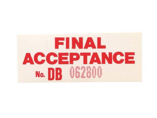 Decal, Assembly Line Final Inspection, Repro