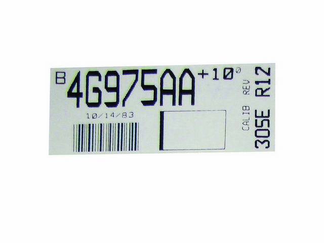 Decal, Engine Code, W/ Id Code *4g975aa*, Repro