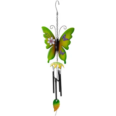 Melodic 15.75″ Green Metal Butterfly Garden Windchime – Serene Outdoor Décor