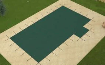 Merlin SmartMesh 16′ X 32′ 4X8 Right 1′ or 2’Offset Rectangle Green Safety Pool Cover, 25M-T-GR