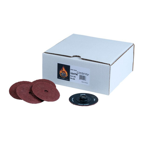 High Teck™ Trim-Kut™ 324TK R-Style Disc, 3 in Dia, 24 Grit, Aluminum Oxide, Polymer Backing