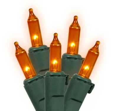 Mini Incandescent Net Style Christmas Lights – Orange – 4′ x 6′ – Green Wire