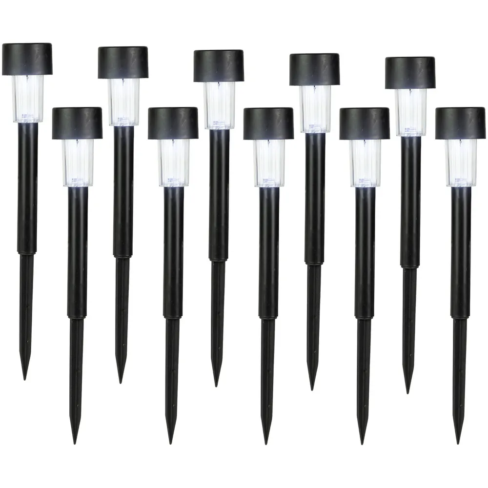 Set of 10 Black Solar Powered LED Pathway Markers, 12.25″