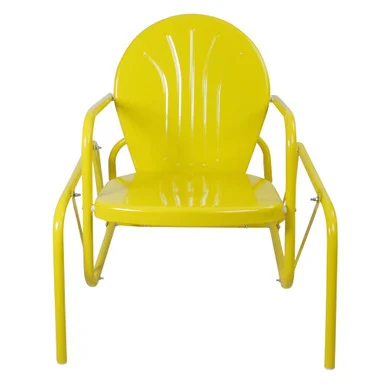 Outdoor Retro Metal Tulip Glider Patio Chair, Yellow – Vintage Charm for Your Outdoor Retreat
