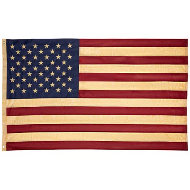 Patriotic Tea-Stained Embroidered Outdoor House Flag 60″ x 36″