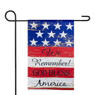 Patriotic “We Remember! God Bless America” Outdoor Garden Flag – 18″ x 12.5″