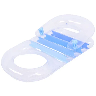 Relax in Style: 59″ Blue Transparent Inflatable Pool Lounger with Cup Holders!