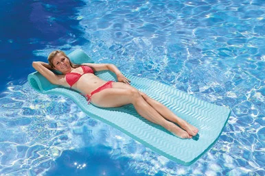 Relax in Style with the 74″ Icy Blue Foam Pool Lounger with Headrest