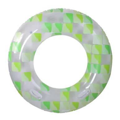 Relax in Style with Inflatable Green and Clear Geometric Swimming Pool Inner Tube Ring, 47-Inch