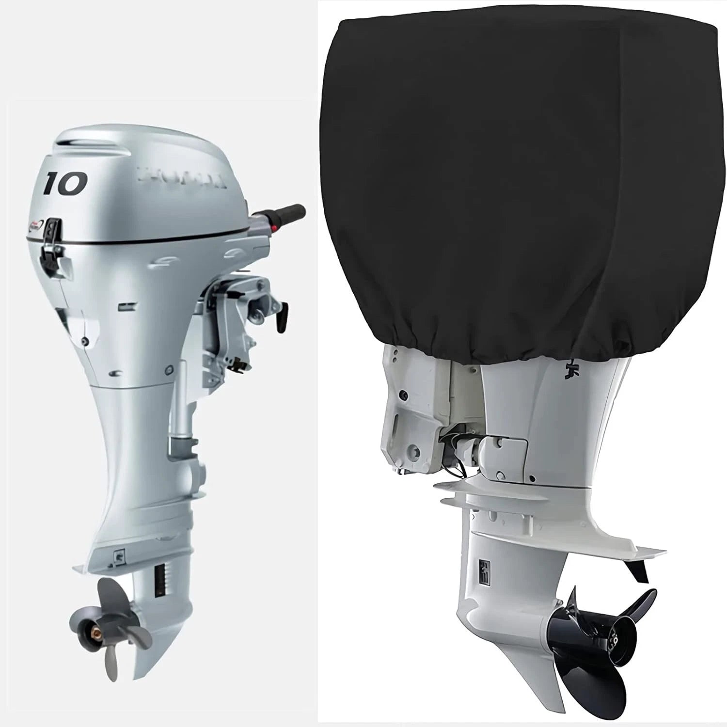 Outboard Motor Cover for Boat (15-30 HP) - High Density Waterproof Black
