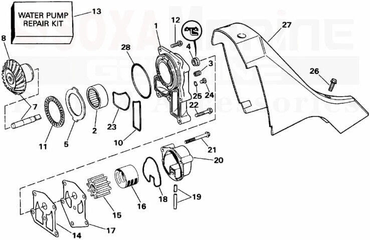 Water Pump Kit with Housing for OMC King Cobra (1992–1995) 3854661