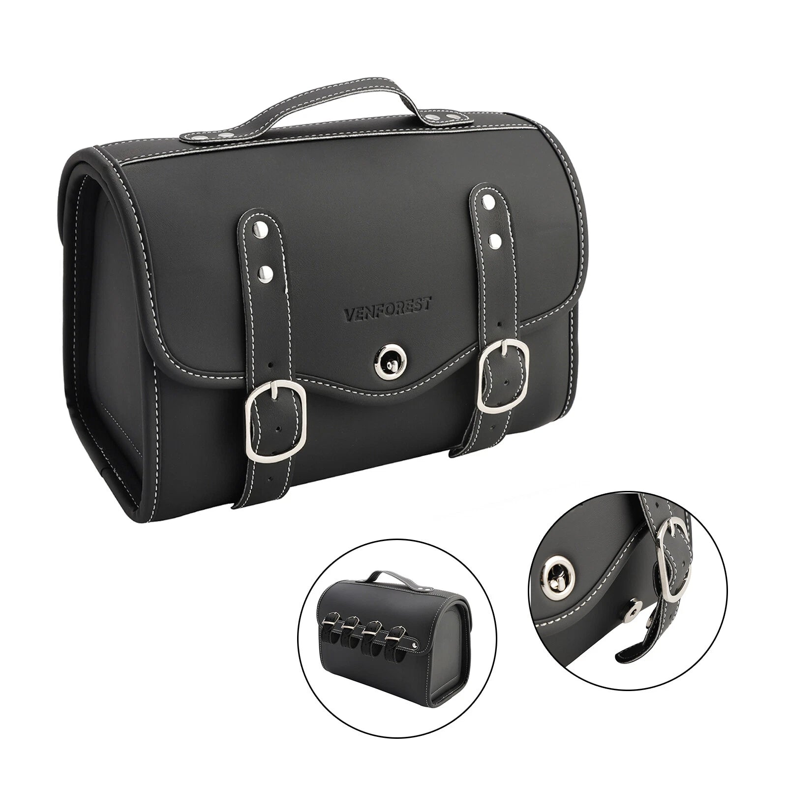 Pu Side Tail Bag for Scooter Motorcycle (Color Matching, Black)