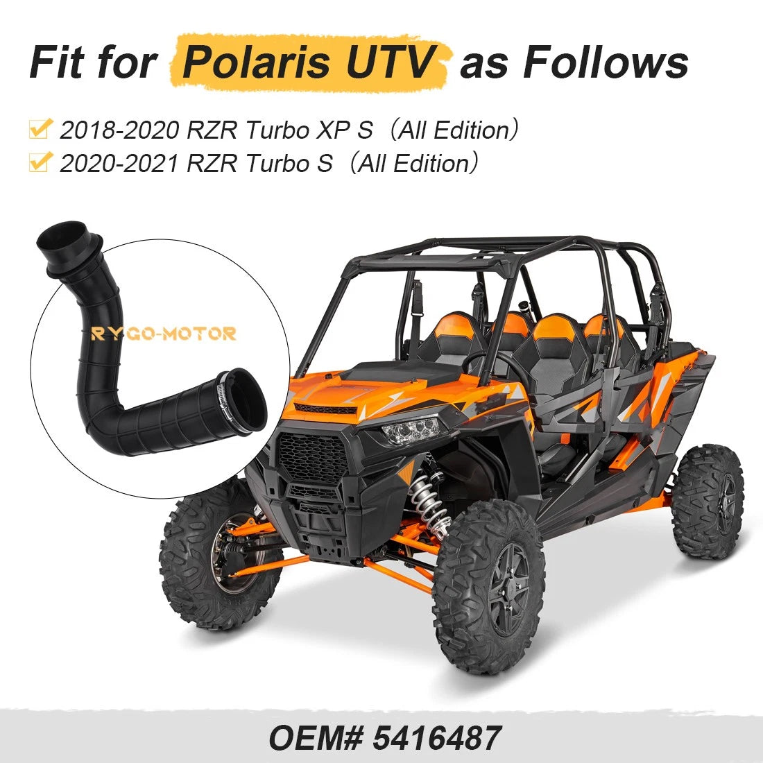 Airbox Intake Duct Hose Pipe w/ Clamp for Polaris RZR XP Turbo S (2018–2021)