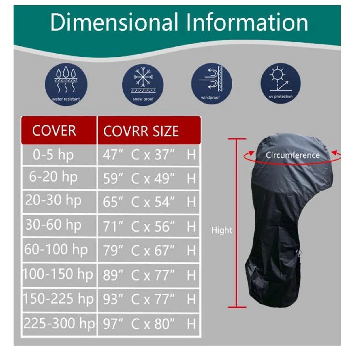 Heavy Duty Outboard Engine Cover for Boat 60-100HP (Universal)