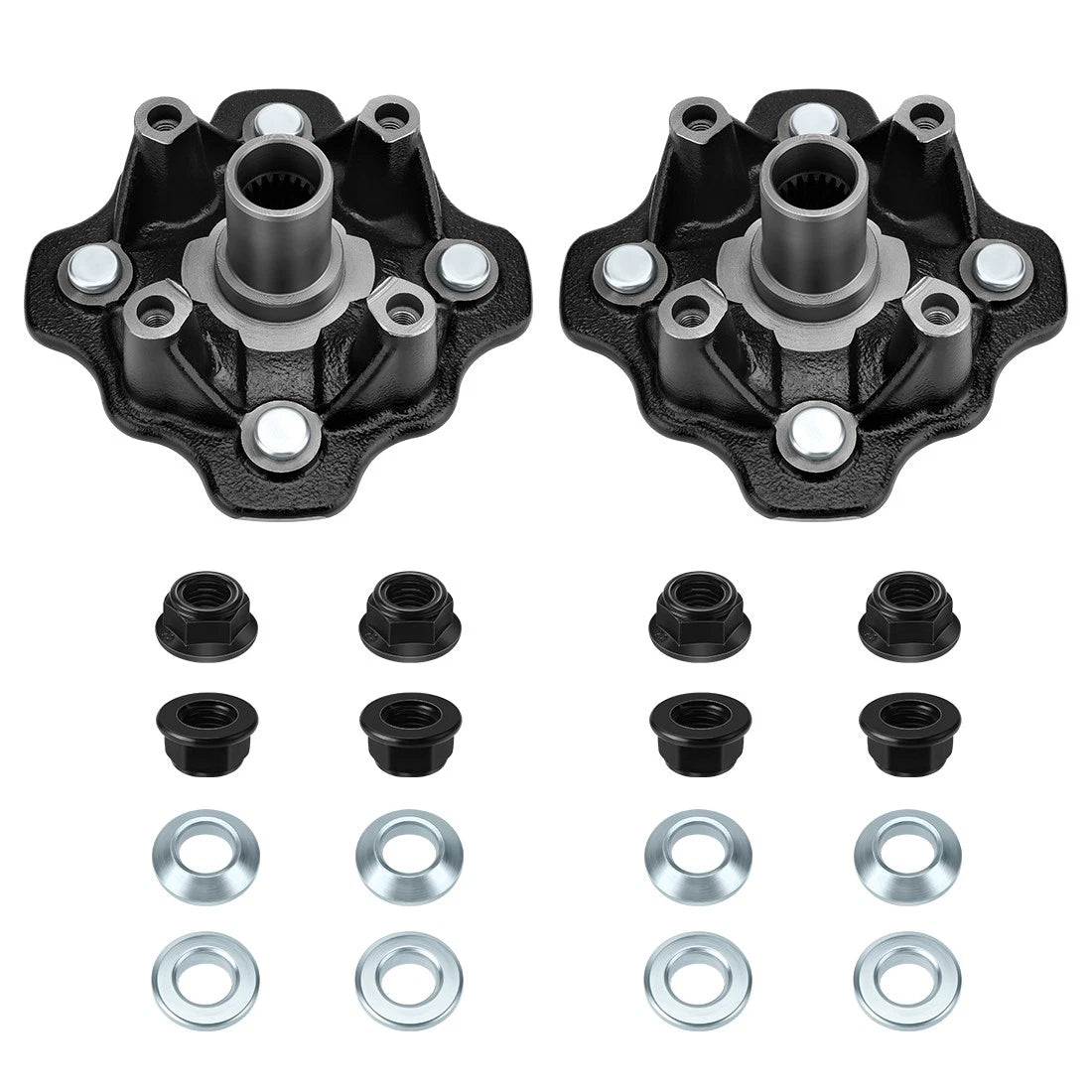 2X Front Wheel Hubs Kit w/Nuts for Suzuki Vinson 500 4x4 (2002–2003)