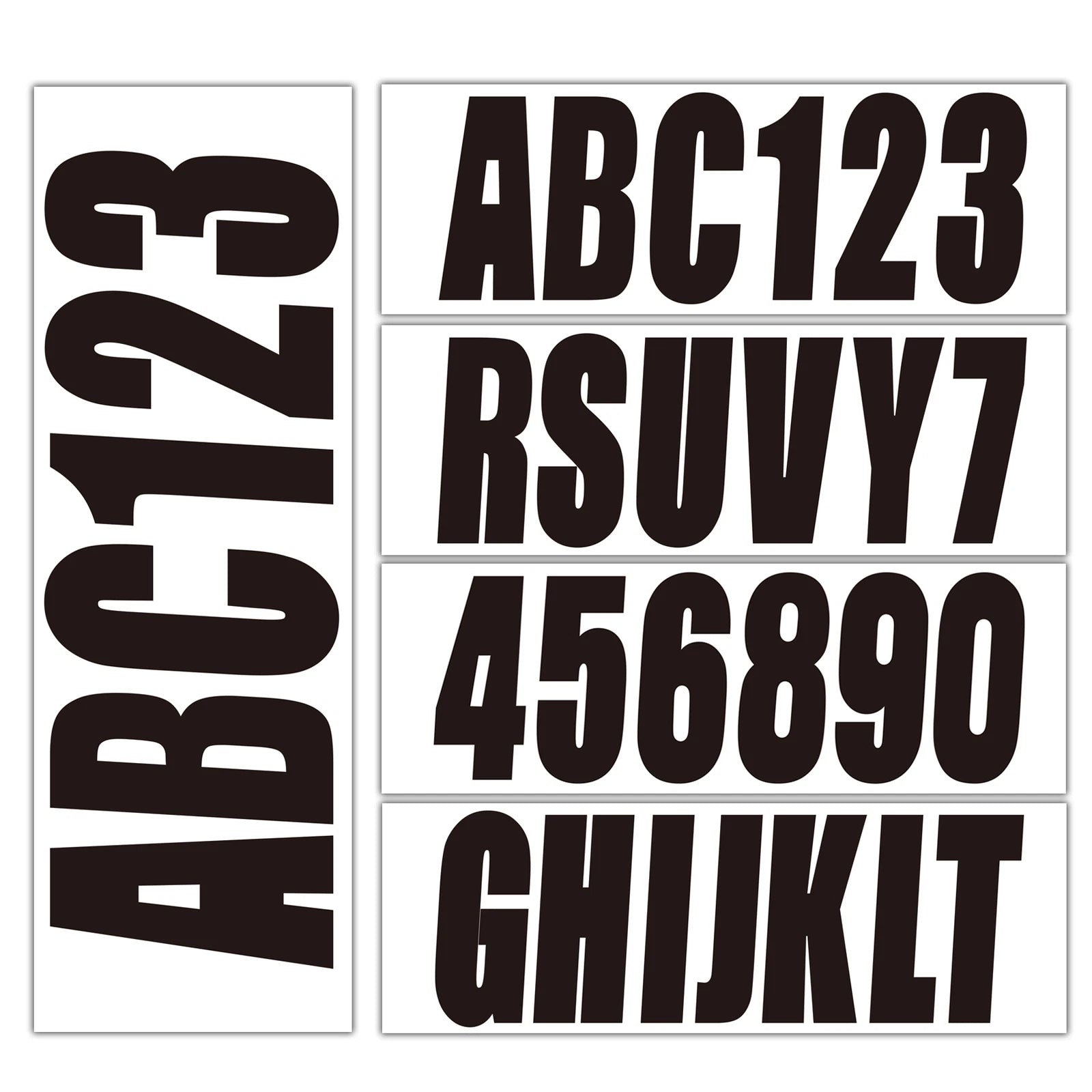 Set of 4 Boat Registration Letters & Numbers Stickers A-Z 0-9 (Black)
