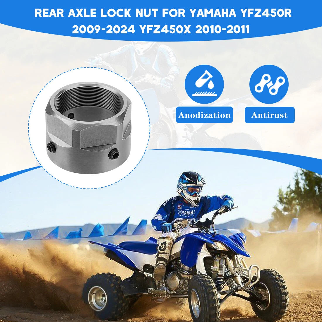 Rear Axle Wheel Lock Nut for Yamaha YFZ450X YFZ450R (90179-38001-00)